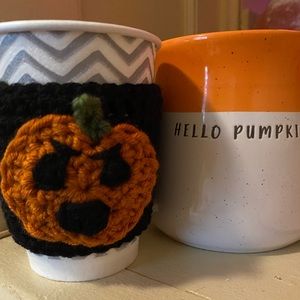 Grumpy Pumpkin Crochet Coffee Cozy